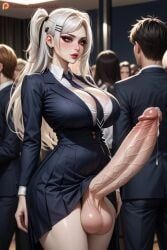 1futa ai_generated balls clothed clothing dick_out dustyfutaai erection fantasy female futanari huge_balls huge_cock intersex large_breasts large_penis penis solo_focus solo_futa suit tight_clothing