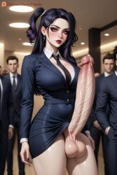 1futa ai_generated balls clothed clothing dick_out dustyfutaai erection fantasy female futanari huge_balls huge_cock intersex large_breasts large_penis penis solo_focus solo_futa suit tight_clothing