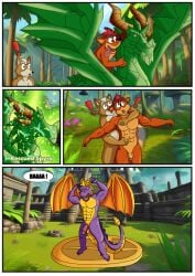 activision anthro bandicoot canid canine ciel-wolf comic crash_(series) crash_bandicoot crossover dragon duo forest fox fox_mccloud fur genitals horn humanoid_genitalia humanoid_penis jungle male male/male male_only mammal marsupial muscular muscular_anthro muscular_male mythological_creature mythological_scalie mythology nintendo orange_body orange_fur outdoor_nudity outside penis plant purple_body purple_scales scales scalie sculpture spyro spyro_the_dragon star_fox statue tongue tongue_out tree wings