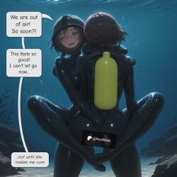 2girls ai_assisted ai_generated air_bubble air_bubbles anal_fingering aquaphilia asphyxiation back_view bodysuit breath_play breathplay couple female female/female female_focus female_only female_orgasm fingering fingering_from_behind fingering_partner fit fit_female from_behind hourglass_figure latex latex_bodysuit latex_suit leg_lock lesbian_couple lesbian_sex moaning moaning_in_pleasure nordslate oxygen_mask reach_around rubber rubber_clothing rubber_suit scuba scuba_gear scuba_mask scuba_tank skintight skintight_bodysuit thigh_gap thighs tight_clothing underwater wanting_more wince yuri
