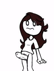 1girls animated bottomless brown_hair cum cum_outside cumshot disembodied_penis embarrassed female jaiden_animations jaidenanimations male mob_face monochrome outercourse partially_clothed simple_background solo_focus somemf tagme thigh_sex wrench_dressing youtube youtuber