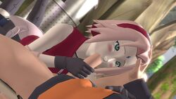 3d blush crankybluey facial fellatio female green_eyes male naruto naruto_shippuden oral pink_hair sakura_haruno uzumaki_naruto