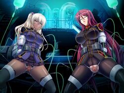 2girls arm_cuffs arms_behind_back beatrice_kushan blonde_hair bondage bound breasts censored clitoris cuffs curvy dark_skin female femsub forced game_cg kagami_hirotaka kangoku_senkan kangoku_senkan_3 kila_kushan large_breasts lilith-soft long_hair mechanical_fixation military_uniform mosaic_censoring mother_and_daughter multiple_girls multiple_subs no_panties orgasm_factory panties pussy pussy_spreader red_hair restrained sex_machine shiny shiny_skin skirt sleeping spread_legs stationary_restraints sweat thigh_cuffs thighs twintails uniform