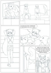 2016 animal_genitalia animal_penis aogami balls blush canine canine_penis clothing collar comic dialogue diphallia diphallism ear_piercing english_text erection facial_piercing fellatio fish genital_piercing group group_sex handjob hemipenes hoodie inside knot lip_piercing male mammal marine masturbation monochrome multi_genitalia multi_penis navel open_mouth oral penis piercing scalie sex shark simple_background smile sofa text threesome tongue tongue_piercing white_background wolf yaoi young