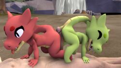 16:9 3d ambiguous_gender anthro buttjob double_buttjob duo_focus erection faceless_male group group_sex hi_res human human_on_anthro interspecies kobold larger_male male male/ambiguous male_on_anthro mammal open_mouth open_smile outside penis semi-anthro sex shortstack size_difference smile source_filmmaker sumeriandragon threesome tongue tongue_out