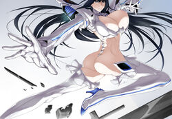 1girls abs armor ass bakuzan big_breasts black_hair bubble_butt gloves high_heel_boots high_heels junketsu kill_la_kill kiryuuin_satsuki long_hair looking_at_viewer skimpy thick_thighs toned