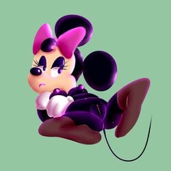 2018 alternate_breast_size clothing disney female freeflyspecter hair_ribbon hairbow legwear lineless mammal minnie_mouse mouse nude pussy ribbons rodent solo stockings