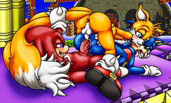 anus ass balls double_anal gay happyanthro knuckles_the_echidna penis sonic_(series) sonic_the_hedgehog tails team_sonic threesome