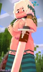 1girls 3d big_breasts blue_stockings character chargin_targe_(tf2) emilia_jungle_(melinajbt) eyelander_(tf2) female female_only melinajbt mine-imator minecraft original_character outdoors shield solo sword tagme team_fortress_2 weapon white_hair