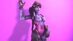 1futa 3d blue_skin breasts erect_nipples erection exposed_breasts futa_only futanari intersex mostly_clothed nipples overwatch penis philish_34 solo source_filmmaker torn_clothes widowmaker