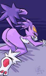 2018 3_toes animated animated_gif anthro ass blaze_the_cat breasts feline female flat_chest frame_by_frame loop naughty_face nipples nude pawpads ponytail purple_hair sega sharp_teeth sonic_(series) umbryte