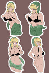 1girls ass bikini_bra bimbo bra breasts busty cleavage dat_ass female hylian link multiple_poses pointy_ears rule_63 solo the_legend_of_zelda undeadpenguin37 undressing voluptuous