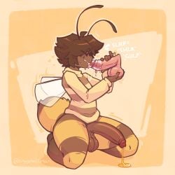 absurd_res anthro arthropod arthropod_abdomen ball_fondling balls bee bodily_fluids bottomless bottomless_anthro bottomless_male brown_hair clothed clothing cum cum_drip cum_in_mouth cum_inside dark-skinned_femboy dark-skinned_male dark-skinned_sub dark_skin disembodied_penis dripping duo femboy flavored_cum fondling food freckled_face freckles genital_fluids genitals hair hi_res honey_(food) honey_cum humanoid_genitalia humanoid_penis hung_femboy hymenopteran insect insect_wings light-skinned_female light-skinned_male male male/male male_penetrated male_penetrating male_penetrating_male mazus_(tinysmallman) penetration penis sex sweater sweater_only thick_thighs tinysmallman topwear topwear_only turtleneck unusual_bodily_fluids unusual_cum unusual_genital_fluids white_cock wings