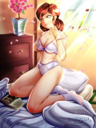 1girls 2018 ataru's_mother bed bedroom bra breasts brown_eyes brown_hair cleavage curvaceous deadphoenx female female_only housewife human human_only indoors kneeling light-skinned_female light_skin lingerie long_hair married_woman mature mature_female mature_woman milf mother nail_polish on_bed panties socks solo tied_hair urusei_yatsura wide_hips