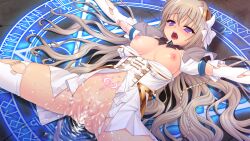 after_rape after_sex after_vaginal blonde_hair blue_eyes blush bow braid breasts brown_hair censored cum cum_in_pussy cumdrip detached_collar dress elbow_gloves female game_cg genseishinki_sacred_virth gloves hairband hairbow large_breasts large_variant_set long_hair lying magic_circle magical_girl medium_breasts mosaic_censoring navel nipples non-web_source official_art on_back open_mouth outstretched_arms pubic_tattoo purple_eyes pussy sacred_claire saliva self-datamine short_sleeves solo spread_arms spread_legs tattoo tears thighhighs tierna_aeride_throne torn_clothes torn_dress torn_gloves torn_sleeves torn_thighhighs variant_set very_long_hair white_bow white_gloves white_thighhighs yuugure_pairo