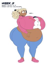 annoyed ass belly chubby chubby_female donette_(elpiromanias) elpiromanias fat_ass large_breasts obese obese_female oc original_character sequence tight_clothing ugly_sweater weight_gain winter