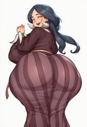 1girls 2d age_difference ai_generated ass ass_focus big_ass big_breasts big_butt black_hair bones bracelet brown_dress brown_skirt butt_focus closed_eyes collar collarbone double_ponytail drasna_(pokemon) dress fat_ass fat_butt female female_focus female_only gilf granny hair_ornament hi_res hips huge_ass huge_breasts huge_butt large_breasts light-skinned_female long_hair looking_back mature_female milf mochipawg necklace old old_woman older_female pokemon round_ass round_butt simple_background skirt smile solo thick_thighs tied_hair wide_hips