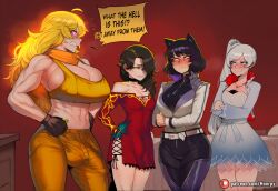 1futa 1futanari 4girls abs ai_generated angry angry_face annoyed annoyed_expression aroused aroused_face athletic athletic_female bare_shoulders bed bedroom big_ass big_breasts big_butt big_thighs black_hair blake_belladonna blush boner_in_pants boner_under_clothes bra breasts breath bulge bulge_through_clothing bulge_under_clothes caption cinder_fall clothed clothed_female clothing collarbone comic comic_page comics confrontation crop_top curvy curvy_body curvy_female curvy_figure cute cute_face embarrassed english english_text excited female futa_with_female futanari group heart heart_symbol hoorpy hourglass_figure long_hair looking_at_another muscles muscular muscular_female muscular_futa navel open_mouth patreon_logo patreon_username petite petite_body petite_breasts petite_female rwby sexy sexy_body sexy_pose shy smile smirk standing story sweat sweatdrop sweating sweaty sweaty_body teeth text thick_thighs thighs tongue trembling voluptuous voluptuous_female weiss_schnee white_hair yang_xiao_long yellow_hair