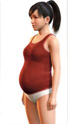 3d ai_generated asian asian_female canon_pregnancy mother ponytail pregnant pregnant_female ryuu_ga_gotoku sawamura_haruka sawamura_haruto sole_female swollen_belly tank_top