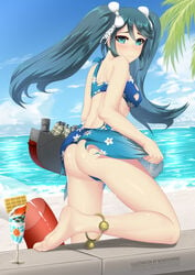 back_view beach bikini female isuzu_(kantai_collection) kantai_collection medium_breasts newovermind solo