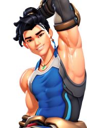 3d 3d_(artwork) ai ai-created ai_art ai_assisted ai_generated armpit armpit_fetish armpits arms_behind_head gay male male_focus male_only overwatch overwatch_2 showing_armpits solo_male sweat sweating sweaty sweaty_armpit sweaty_armpits video_game_character video_games wuyang wuyang_(overwatch)