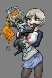 female_focus female_only goblin_female groping groping_ass groping_breasts huge_ass huge_breasts imp imp_midna midna nipple_bulge short_hair shortstack size_difference tagme the_legend_of_zelda tounge_out twilight_princess uzaki-chan_wa_asobitai! uzaki_hana yuri