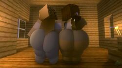 3d ass_expansion ass_focus bent_over blonde_hair blonde_hair_female inflated_ass kejwii minecraft original_character wiktoria_(kejwii)