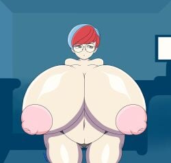 1girls almost_naked almost_nude bedroom big_breasts blue_hair breasts breasts_out british british_female curvaceous curvy curvy_female curvy_figure exposed exposed_breasts exposed_nipples female female_focus female_only game_freak glasses glasses_on_head huge_breasts hyper hyper_breasts indoors nintendo panties penny_(pokemon) pokemon pokemon_sv red_hair short_hair tagme tagme_(artist) tight_clothing tight_fit white_body white_skin