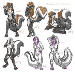 1girls 2018 anthro black_fur breasts female female_only fur furry mammal mika nayrin noisette pussy sketch skunk solo white_fur