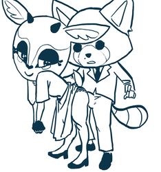 aggressive_retsuko antelope anthro ass big-fig blush breasts bulge clothed clothing dress dress_lift duo eyelashes female gazelle grinding horn looking_at_another male mammal mole panties red_panda resasuke sanrio simple_background smooth_skin tail tsunoda white_background