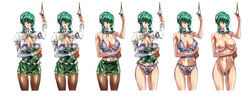 book breasts brown_eyes brown_legwear bustier cleavage cleavage_cutout closed_eyes comparison embarrassed expressions female flower green_hair hair_flower hair_ornament high_resolution huge_breasts labia_piercing lace_panties large_breasts lingerie long_image looking_at_viewer miniskirt montage multiple_persona nipple_piercing nipples no_bra nude original panties panties_under_pantyhose pantyhose pantyshot piercing pubic_hair pussy pussy_piercing q_azieru see-through sequence short_hair short_skirt simple_background skirt smile solo standing uncensored underwear white_background wide_image