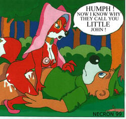 1990s 1999 anthro bear canine disney female fox fur furry little_john maid_marian male mammal necron99 nipples premature_ejaculation premature_ejaculation_shaming robin_hood_(disney) small_penis_humiliation straight