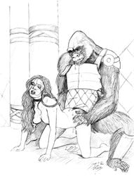 ape artist_request ass breasts general_krull haplorhine interspecies monkey monkey_feet monochrome nipples planet_of_the_apes prehensile_feet primate sex sketch tagme zoophilia