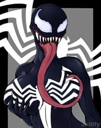 animated female fondling jellify licking_breast marvel marvel_cinematic_universe marvel_comics self_fondle sharp_teeth she-venom spider-man_(series) symbiote tagme venom venom_(marvel)