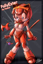 14-bis 1girls 2007 anthro armor breasts domestic_cat feline female fur furry mammal nipples pink_fur polly_esther red_hair samurai_pizza_cats short_hair solo tagme tail