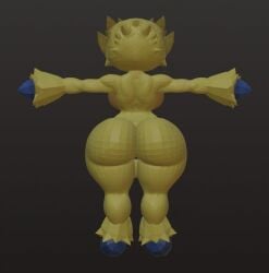 1futa 3d 3d_(artwork) alternate_view animal_hands ass back backboob body_fur breasts colored_skin completely_nude from_behind full_body furry furry_female futanari joltik large_breasts nintendo nude outstretched_arms personification pokémon_(species) pokemon pussy ryanprisma3d short_hair signature simple_background solo spread_arms standing thick_thighs thighs uncensored wide_hips yellow_fur yellow_skin