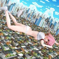 1girls 2020s 2024 3d 3d_(artwork) ass ass big_ass big_breasts big_breasts big_butt breasts breasts city clothed clothed_female female female_focus female_only giant_female giant_woman giantess glasses light-skinned_female light_skin mikumikudance mmd pink_hair pink_hair_female socks solo solo_female solo_focus underwear yoshxxmmd