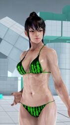 1girls 3d alluring athletic_female big_breasts bikini black_and_red_and_purple_hair envy15re2lm female_abs fit_female kunimitsu kunimitsu_ii kunoichi lavender_eyes mod namco strategic_space tekken watermelon_bikini