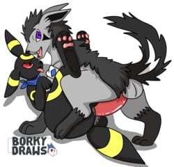 1boy 2018 3_toes ambiguous_gender anal anal_sex ass big_ass big_feet big_penis big_tail black_eyes black_fur bork canine cum cum_in_ass cum_inside digital_media_(artwork) duo eeveelution erection fangs feral fur furry grey_fur half-closed_eyes huge_penis hyena interspecies large_ass large_penis legs_up long_ears long_penis looking_at_viewer looking_back male mammal mightyena missionary_position nintendo on_back on_top open_mouth original_character pawpads paws penetration penis pokémon_(species) pokemon pokemon_gsc pokemon_rse purple_eyes red_sclera scarf sex shadow simple_background smile stripes tail teeth testicles text thick_penis thick_thighs tongue tongue_out umbreon video_games watermark wet white_background wide_hips yellow_fur