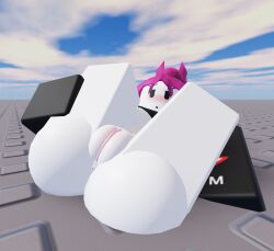 1girls 3d anus ass blush bottomless exposed_pussy female guest_(roblox) legs_up pink_hair pussy roblox robloxian self_upload solo_female tagme thatlimo white_skin