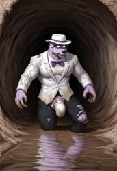 ai_generated big_penis bulge dirty_clothing furry furry_only grossed_out male male_only ripped_clothing sewer tuxedo uhyeah youtube youtuber