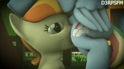3d animated balls blowjob cub cum cum_in_mouth d3rpsfm female female_cub foal foalcon furry futanari genitals intersex my_little_pony outdoors rainbow_dash_(mlp) source_filmmaker tagme video young