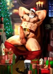 abs balls bara biceps big_balls big_penis christmas christmas_clothing daddy dilf erection european_mythology folklore holidays male male_nipples male_only manly mature_male muscular_male mythology nipples nude pecs penis public_domain santa_claus santa_costume zzz_shiyu