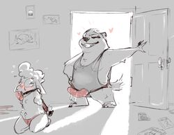 2018 anthro arms_tied ball_gag barefoot blush bondage book bound caprine clothed clothing dildo disney doorway duo female flat_chest gag gagged hand_on_hip hands_behind_back heart honey_(zootopia) honey_badger imminent_rape imminent_sex kneeling mammal mustelid nobby_(artist) panties restricted_palette rough_sketch sex_toy sheep sketch standing strap-on sweat sweatdrop topless underwear wool yuri zootopia