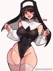 1girls big_boobs big_breasts black_hair dark_hair evie_(fortnite) fortnite fortnite:_battle_royale hourglass_figure latex latex_bodysuit latex_clothing latex_suit light-skinned_female light_skin magaska19 makeup nun nun_outfit sole_female solo solo_female solo_focus thick thick_hips thick_legs thick_thighs thighs tight_clothes tight_clothing tight_fit