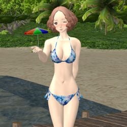 1girls atlus beach blush haru_okumura ofugh outdoors persona persona_5 underwear xnalara