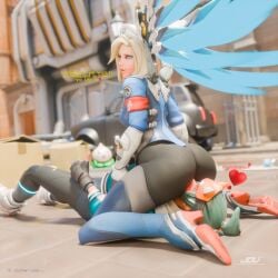 ass_on_face bubble_butt facesitting jdv kiriko_(overwatch) mercy overwatch overwatch_2 yuri