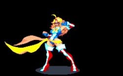 american_flag animated ass ass_from_the_front big_breasts blonde_hair blue_eyes charlotte_vanders dropman female flashing kamen_america kamen_america_(character) kamen_america_(series) leotard masked_female non-nude orange_hair peace_sign pixel_animation shorter_than_10_seconds shorts smiling sprite superheroine tagme teasing transformation undressing video