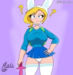 1girls adventure_time big_ass big_breasts big_thighs blonde_hair blue_eyes bunny_ears cartoon_network female fionna_and_cake fionna_the_human_girl huge_breasts miztliart thick_thighs upskirt