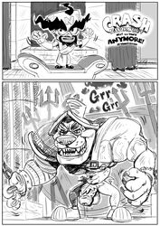 2boys balls black_and_white coliseum comic crash_(series) crash_bandicoot:_warped doctor_neo_cortex foreskin gladiator male_only monochrome muscular penis sketch tagme tawny_otter tawnyotter tiny_tiger uncut